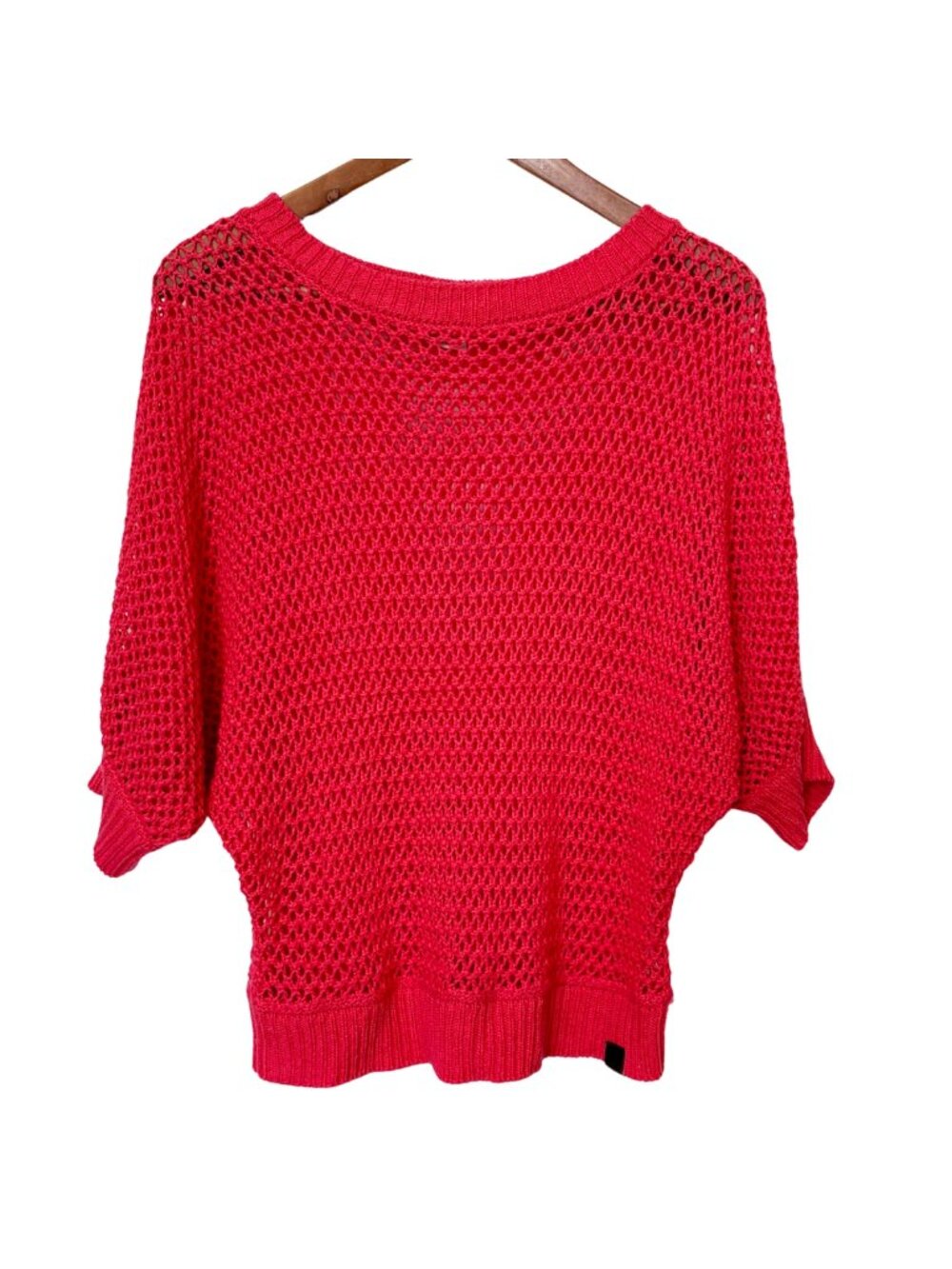 Bench Watermelon Pink Open-Knit 3/4 Sleeve Pullover Sweater – M
